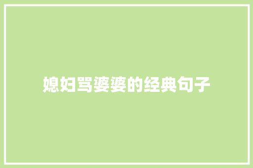 媳妇骂婆婆的经典句子