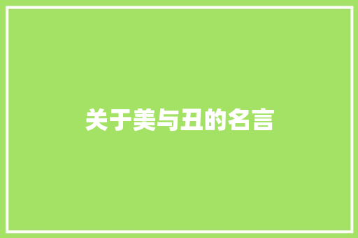 关于美与丑的名言