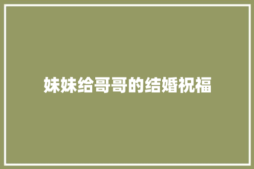 妹妹给哥哥的结婚祝福
