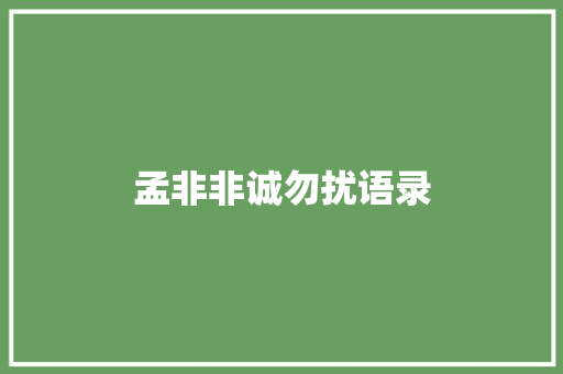 孟非非诚勿扰语录