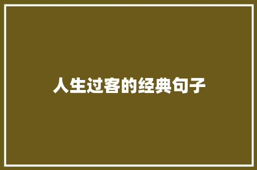 人生过客的经典句子