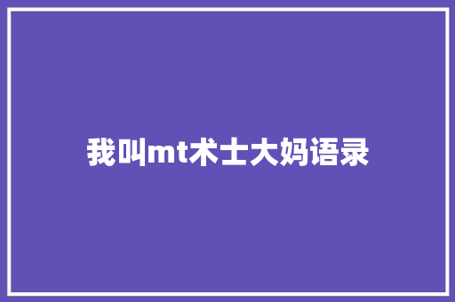 我叫mt术士大妈语录