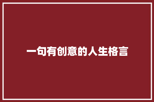 一句有创意的人生格言
