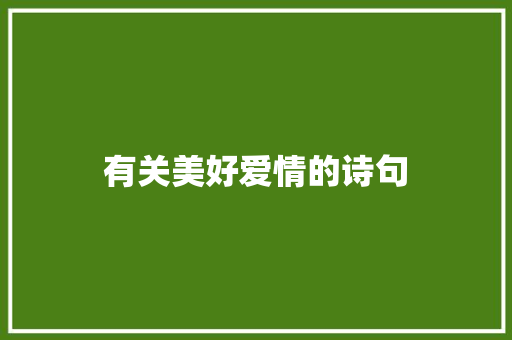 有关美好爱情的诗句