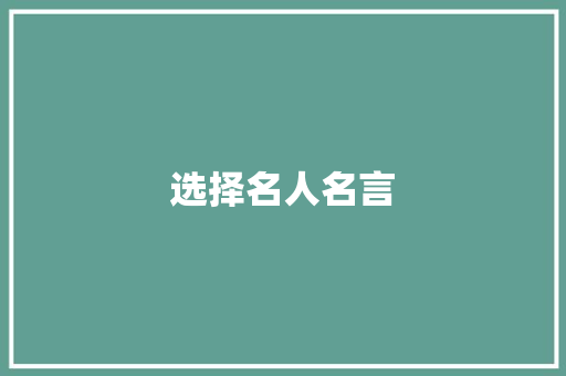 选择名人名言