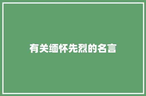 有关缅怀先烈的名言