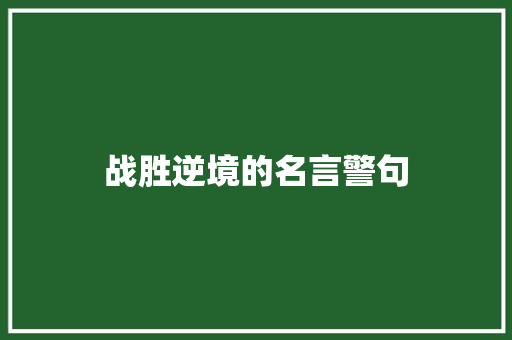 战胜逆境的名言警句