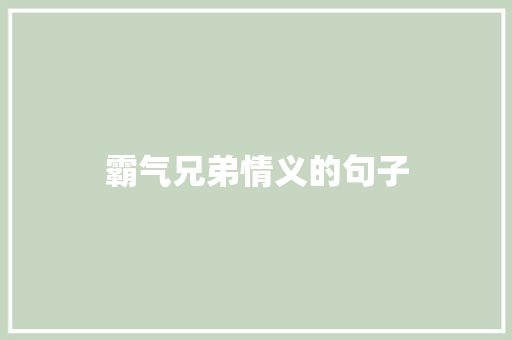 霸气兄弟情义的句子