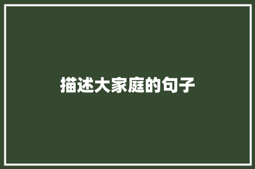 描述大家庭的句子