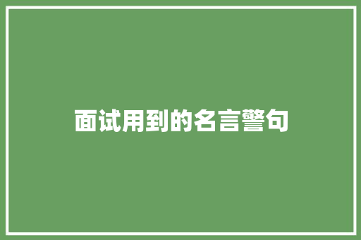 面试用到的名言警句
