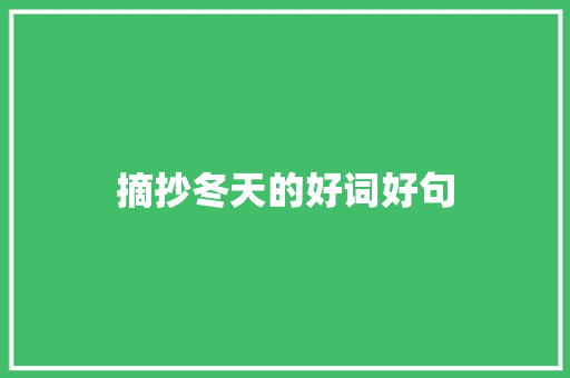 摘抄冬天的好词好句