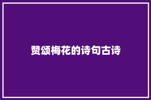 赞颂梅花的诗句古诗