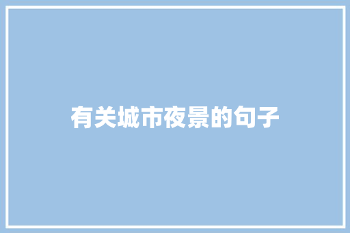 有关城市夜景的句子