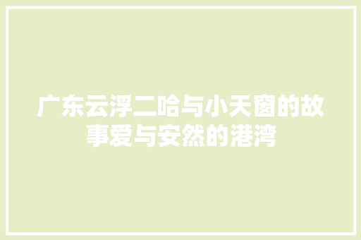 广东云浮二哈与小天窗的故事爱与安然的港湾