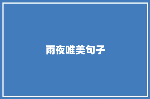 雨夜唯美句子