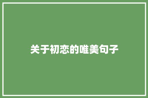 关于初恋的唯美句子