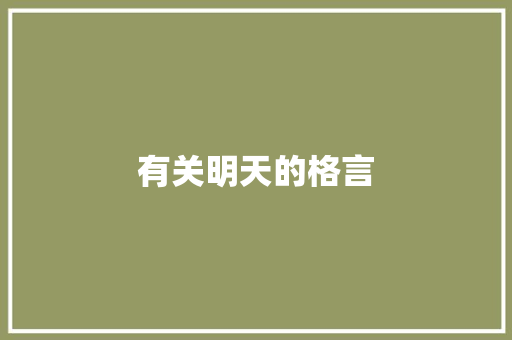 有关明天的格言