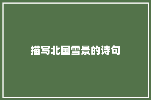 描写北国雪景的诗句