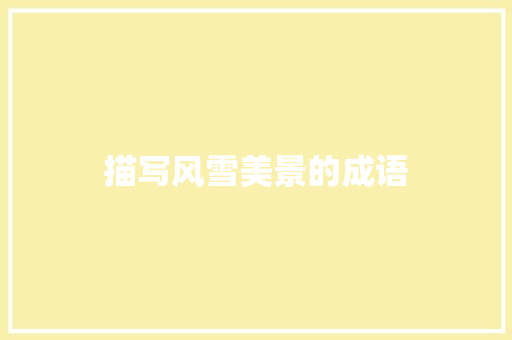 描写风雪美景的成语