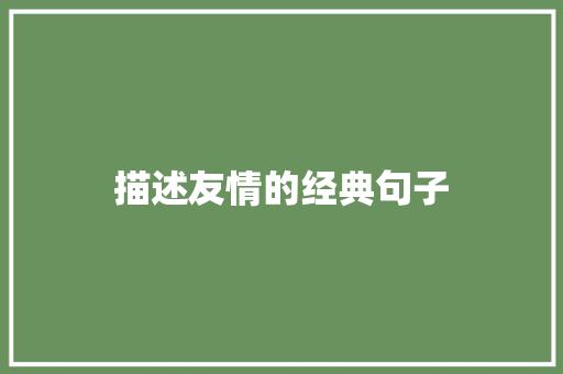 描述友情的经典句子