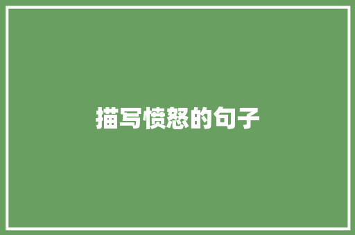 描写愤怒的句子