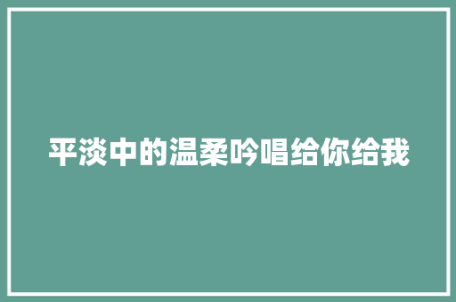 平淡中的温柔吟唱给你给我