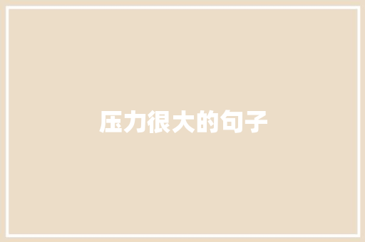 压力很大的句子