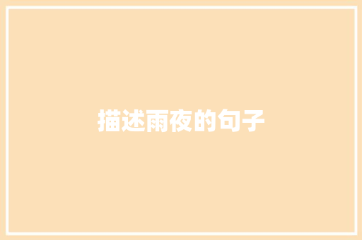 描述雨夜的句子
