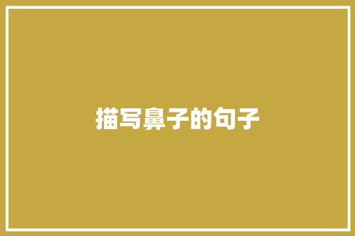 描写鼻子的句子