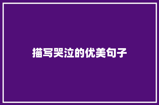 描写哭泣的优美句子