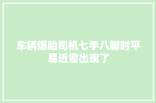 车辆爆胎司机七手八脚时平易近警出现了 汽车知识