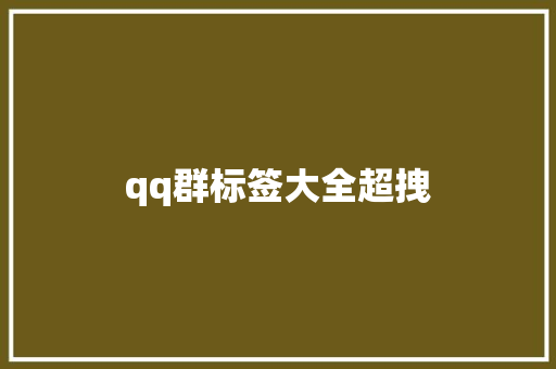 qq群标签大全超拽
