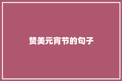 赞美元宵节的句子