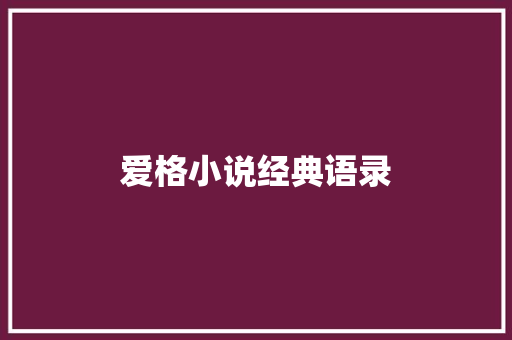 爱格小说经典语录