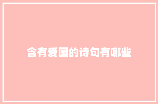 含有爱国的诗句有哪些