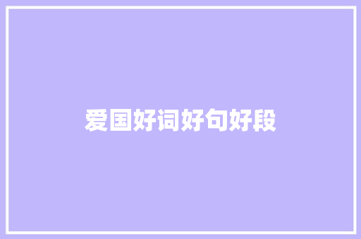 爱国好词好句好段