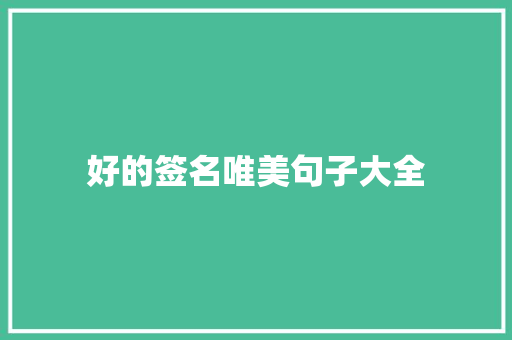 好的签名唯美句子大全