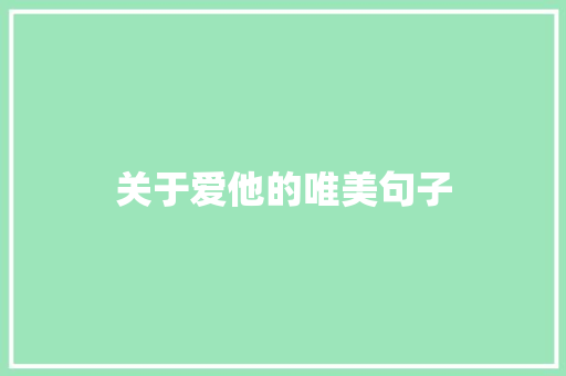 关于爱他的唯美句子