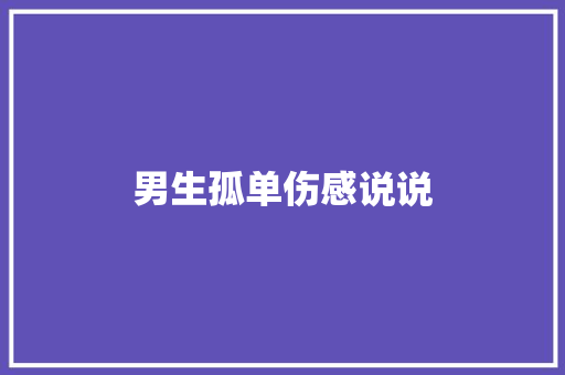 男生孤单伤感说说