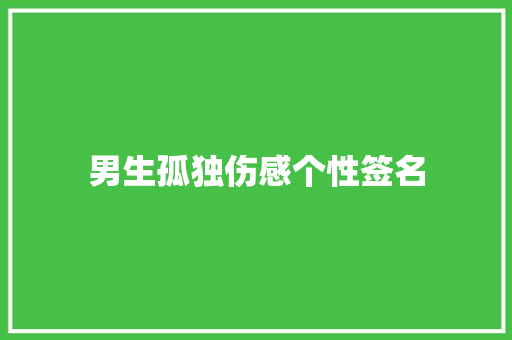 男生孤独伤感个性签名
