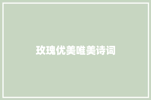 玫瑰优美唯美诗词