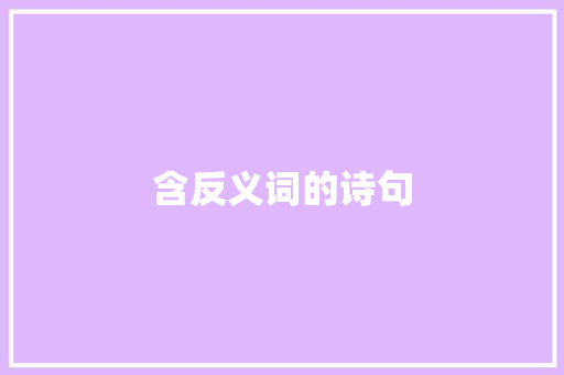 含反义词的诗句