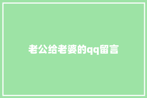 老公给老婆的qq留言