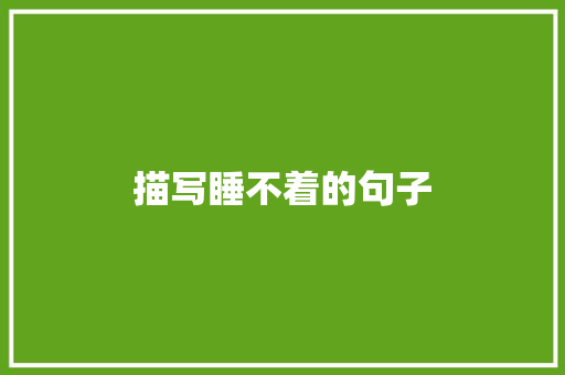 描写睡不着的句子