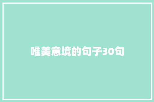 唯美意境的句子30句