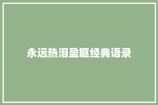 永远热泪盈眶经典语录