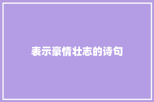 表示豪情壮志的诗句