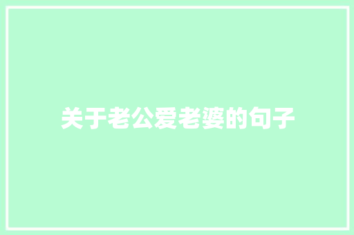 关于老公爱老婆的句子