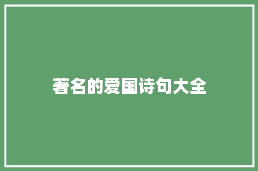 著名的爱国诗句大全