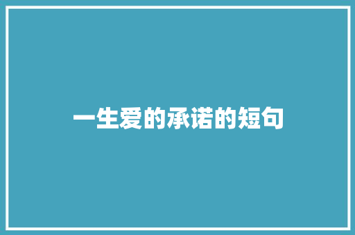 一生爱的承诺的短句